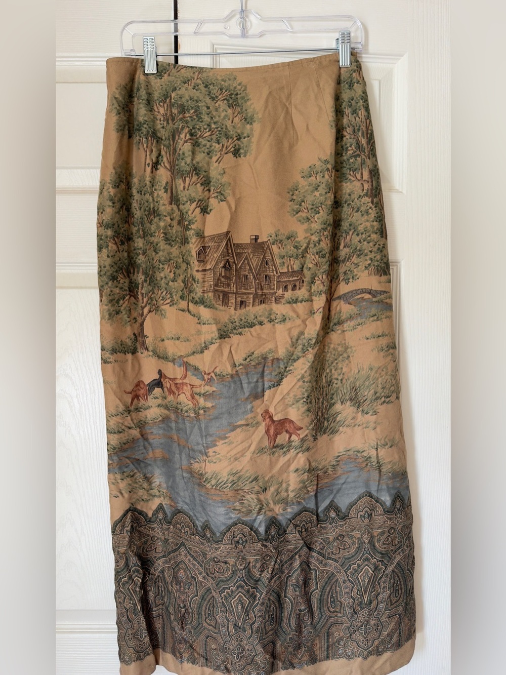 RARE Vintage Ralph Lauren Balmoral Dog Hunt Cabin Wool Blend Wrap Skirt Size 8 - Picture 3 of 6